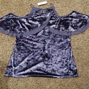 NWT off the shoulder velvet like top